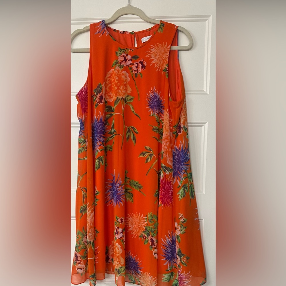 Calvin Klein Orange Floral Dress